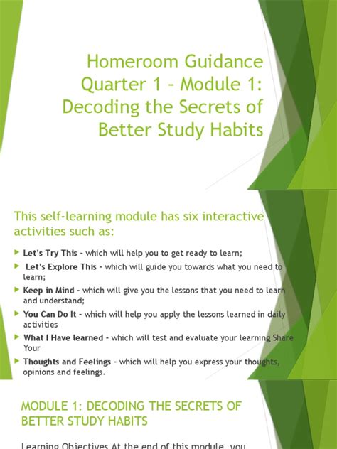 Quarter 1 – Module 1: Decoding the Secrets of Better Study Habits.